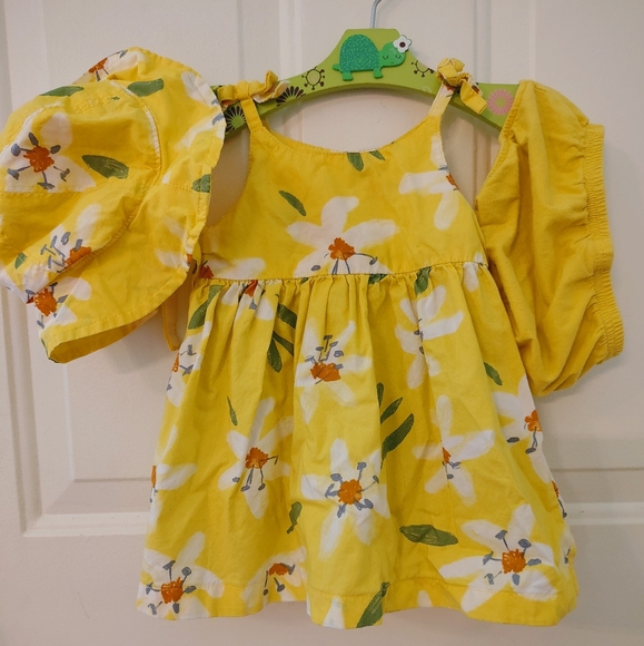 Carter's Other - Carter's 3 piece yellow floral matching dress outfit set with sun hat 6 months